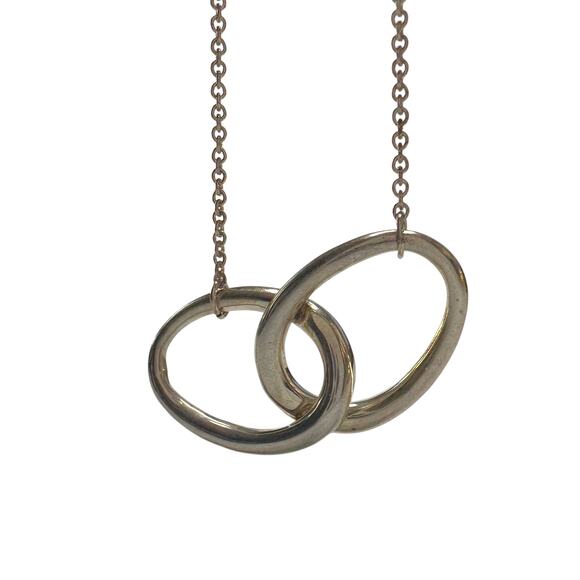 Tiffany and Co Elsa Peretti Large Double Loop Pendant Necklace 14" - Picture 1 of 15